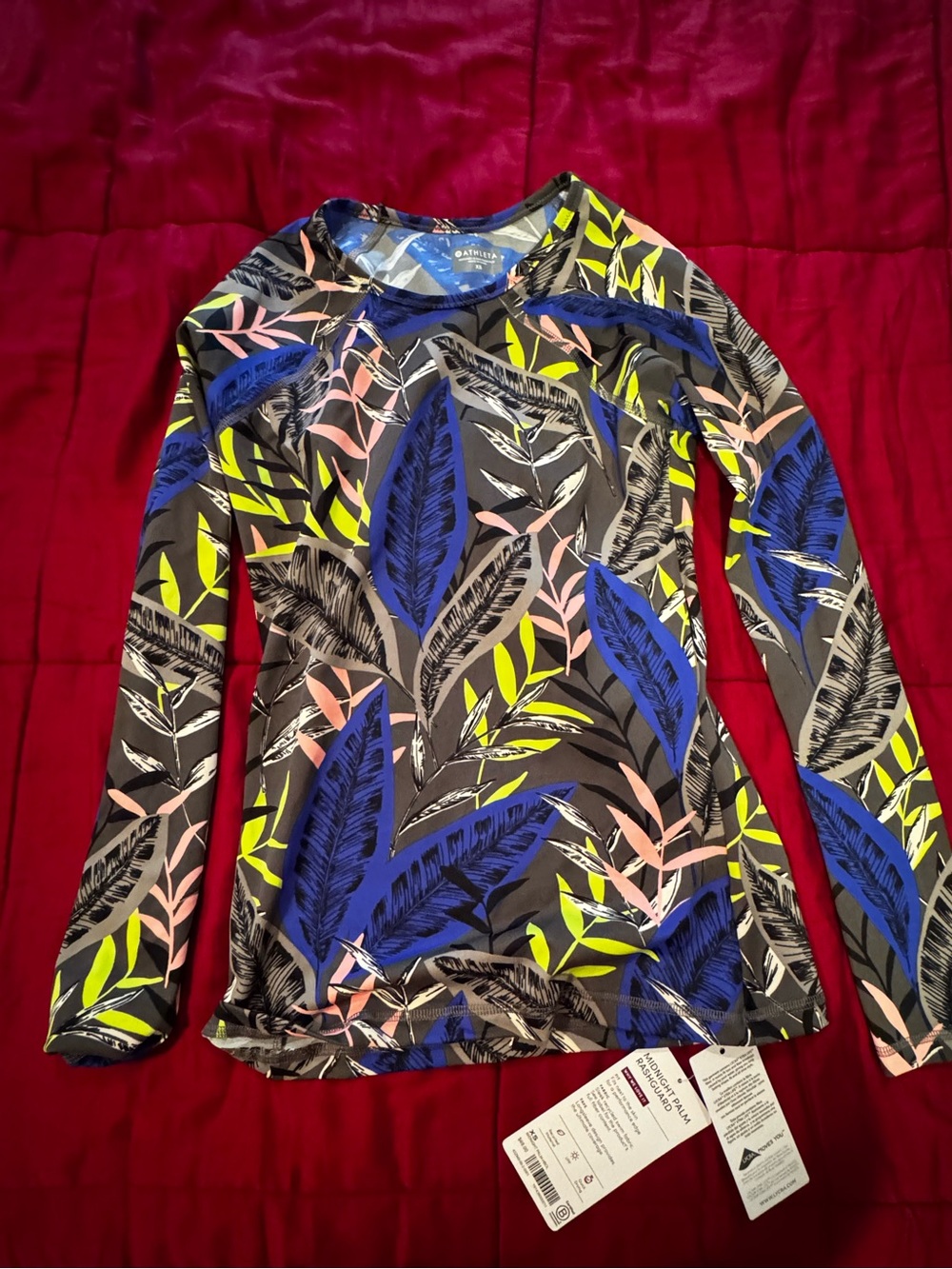 NWT—Athleta Rash Guard/Cover Up “Midnight Palm”